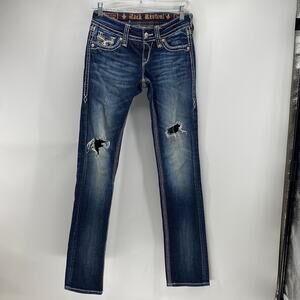 Rock Revival distressed Madison straight leg jeans size 26 western low rise